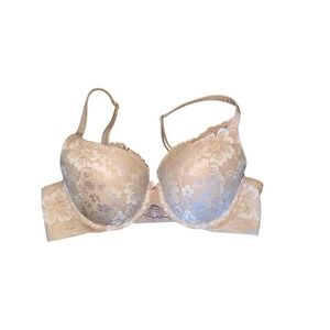 Victoria's Secret Body By Victoria Lined Demi Bra Beige Floral Lace 36C sexy